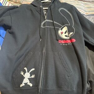 Disney Oswald the Lucky Rabbit Zip-Up Sweater - Black and Red